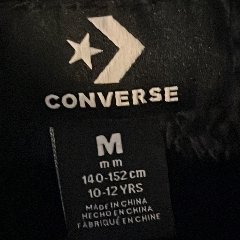 Converse black sherpa fleece cropped hooded pullover sweatshirt size girls 10-12 - Picture 3 of 4